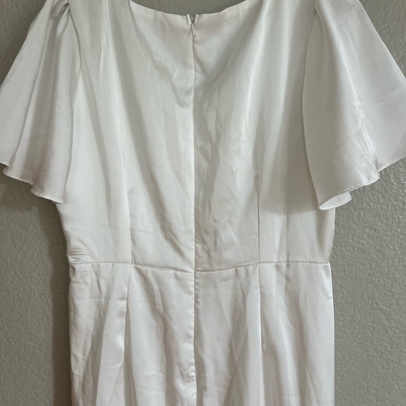 Eternal Bond White Satin Ruffled Flutter Sleeve Maxi Dress - Picture 5 of 10